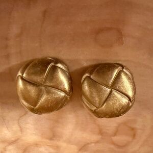 Costume Gold Button Clip On Earrings
